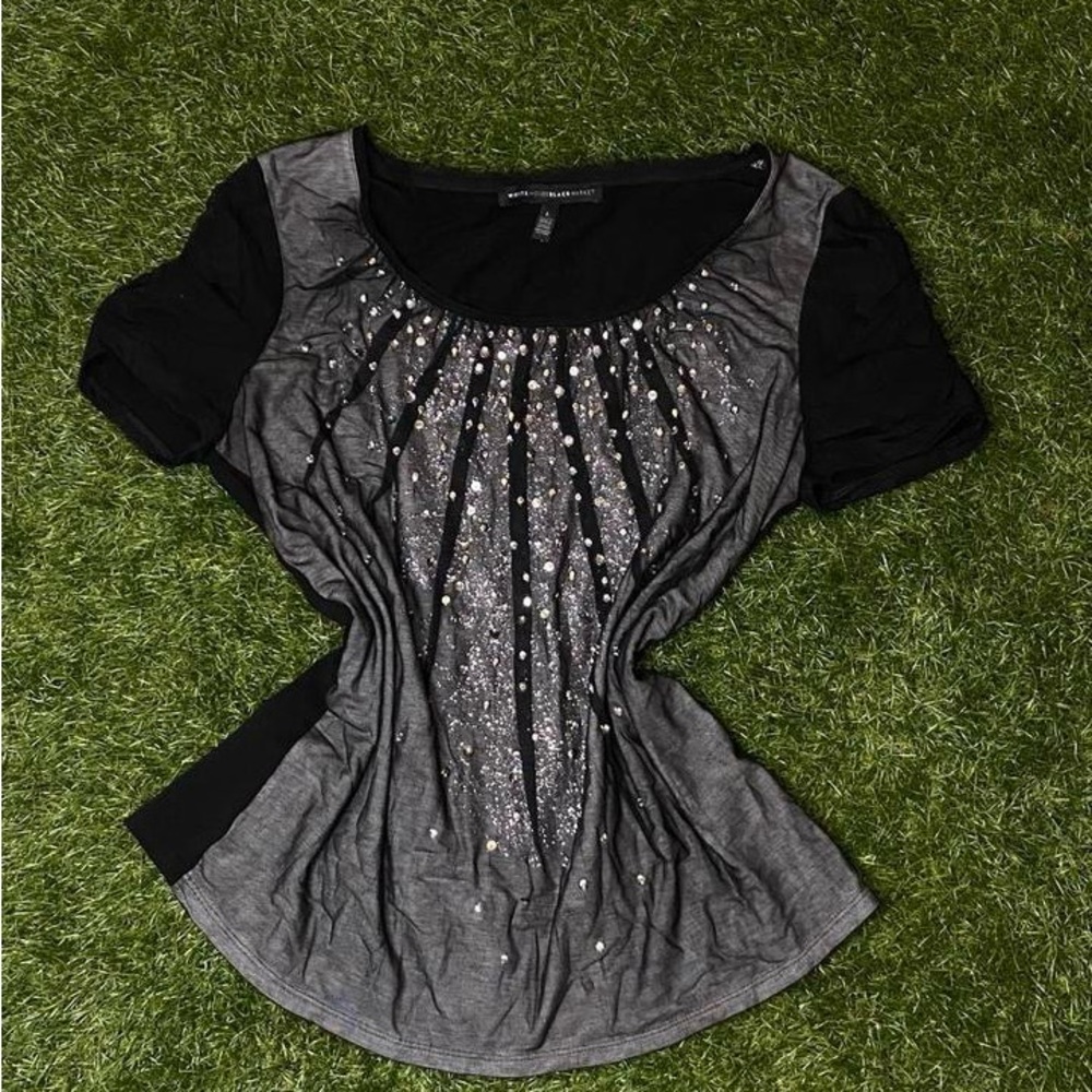 Women's Black and Gray Top
